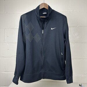 Nike Golf Zip Up Track Jacket Black Diamond Argyle Zipper Pockets Mens Size XL